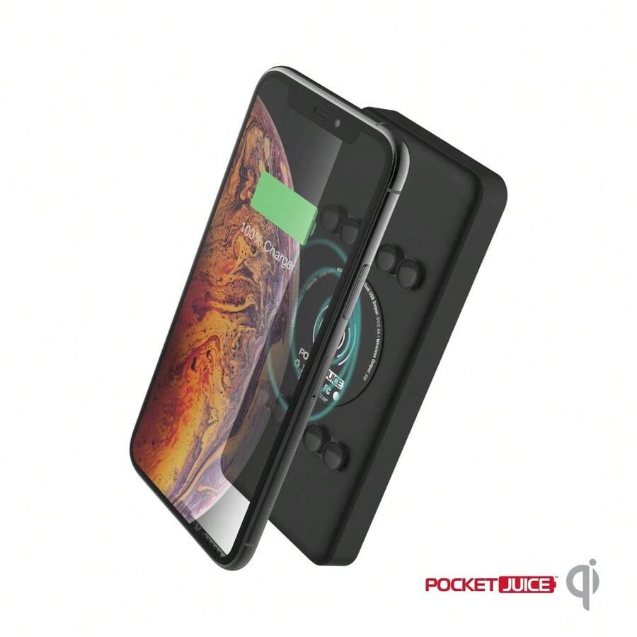 Pocket Juice Wireless Plus 10K Power Bank – 3-In-1 10,000mAh Portable Charger With High-Speed Wireless Charging - màu đen - Xem 1