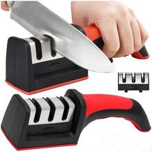 AFIADOR DE FACAS DE COZINHA, TESOURAS, TESOURAS, WHEATSTONE TRIFÁSICO 3 em 1, Afiador de facas e tesouras de cozinha 3 em 1, ferramenta de afiação para facas retas e serrilhadas, reparo e afiação de lâminas, tesoura de afiação rápida