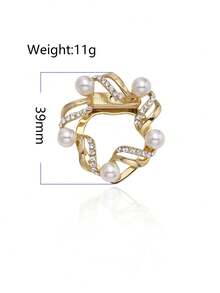 Fashionable And Elegant Rhinestone Embellished Scarf Clip - Gold (Pearl) - View 2