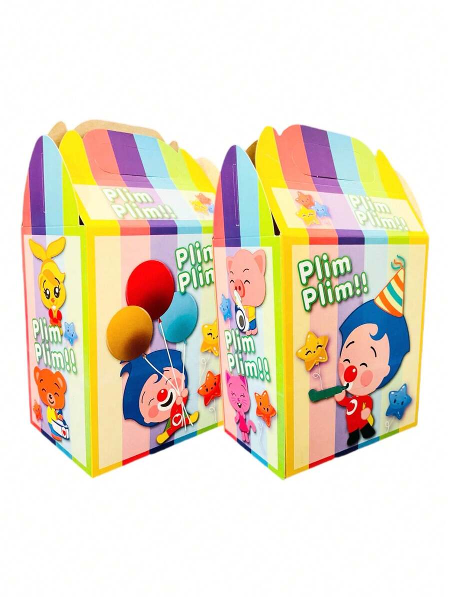 10 Cajas Dulceros Plim Plim Fiesta Carton Aguinaldos Bolo - Multicolor - Ver 1