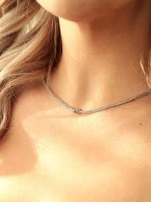 1pc Fashion Snake Bone Chain Knotted Necklace, Suitable For Women Everyday Wear - Knot Necklace - View 2