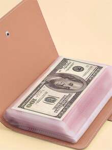 Libro de almacenamiento de billetes hecho de material de PU, de capacidad extra grande, puede contener 100 billetes, cierre a presión, con fotografías de billetes, sellos, libro de almacenamiento de tarjetas bancarias, cuaderno de almacenamiento de efectivo de ultra gran capacidad que viene con 50 unidades interiores, para efectivo, cheques y tarjetas de crédito - Multicolor - Ver 9