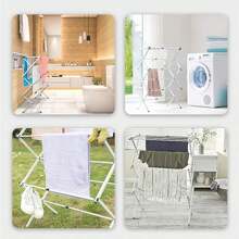 Séchoir à linge pliable, 3 niveaux et 11 barres, gain de place, sèche-linge pliable, porte-serviettes, adapté aux petits espaces, 105 x 37 x 43-76 cm, blanc