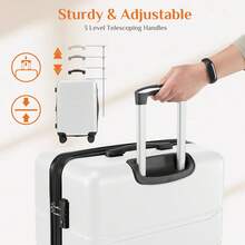 OLIXIS 3 Piece Luggage Sets,Hardside Expandable Lightweight Suitcase With Spinner Wheels,TSA Lock,Telescopic Handle And ABS Durable Material,20"/24"/28",Dark Black - 白色 - 查看 6