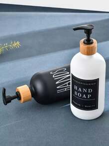2 Black And White Frosted Dispensers, Glass Packaging Empty Bottles With 1 Tray, Detergent Container For Bathroom, Refillable Empty Bottles For Shampoo, Shower Gel, Conditioner, Bathroom Accessories Bathroom Decor Summer Back To School