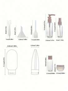 Ensemble de voyage de 11 pièces - Contenants de voyage rechargeables vides pour shampooing, revitalisant, lotion, savon, gel douche et plus, essentiels de voyage
