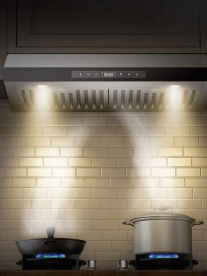 Campana extractora de 36 pulgadas para cocina, con motor dual de 900 CFM, de acero inoxidable, con control táctil, luz LED y extractor de 4 velocidades.