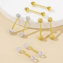 4 Pairs Stainless Steel Assorted Stud Earrings Set For Women