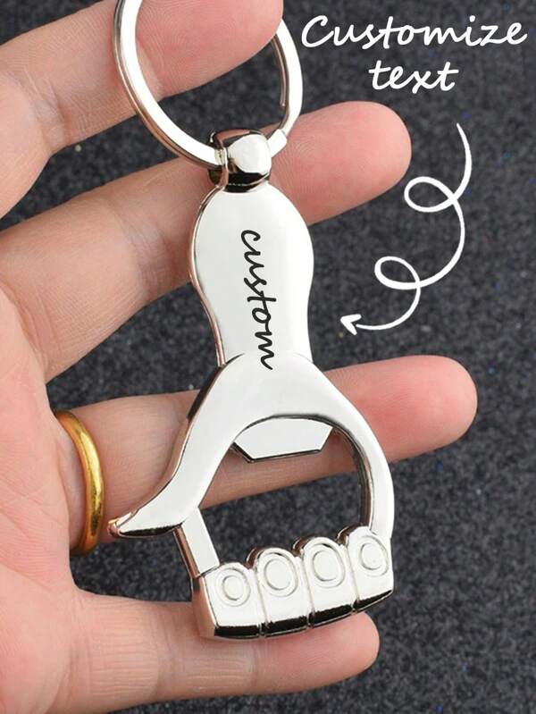 1pc Customized Personalized Handprint Bottle Opener Keychain, Unique Footprint Style Portable Bottle Opener, Backpack Decoration Pendant, Party Keyring Small Gift