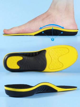 3ANGNI 1双亮黄色凝胶鞋垫，舒适高弹PU减震鞋垫，适用于运动鞋、休闲鞋、运动鞋、跑步鞋