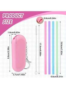 1-2set Reusable Silicone Straws With Case - Foldable, Portable Drinking Straws For Travel & Parties