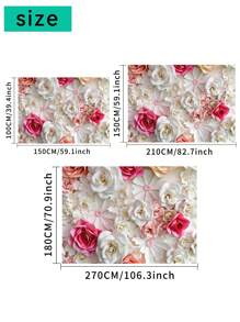 1pc 3D Pink And White Paper Flowers Wall Photography Backdrops Floral Roses Party Banner 59.1*39.4/82.7*59.1/106.3*70.9 Inches Newborn Shower Bridal Wedding Birthday Anniversary Photo Background Indoor Outdoor Romantic Decoration Supplies