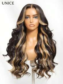 UNice Bye Bye Knots Glueless Wig 7x5 Lace Loose Wave Butterscotch Highlights Brown Wig Pre Cut Lace Closure Wigs Human Hair Put On And Go Wig Pre Plucked Bleached Invisible Knots 150% Density