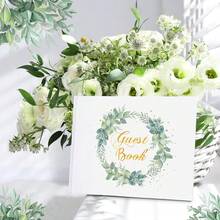 Wedding Guest Book Set - (Includes Gift Box, 1 Wedding Guest Book, 1 Guest Sign-In Card, 1 Sign-In Pen, 4 Wedding Stickers), Guest Sign-In Book, Wedding Reception Registry, Premium Wedding Set, Best Gift, Wedding Decor, Home Decor, Room Decor, Party Favor, Suitable For Groom/Bride/Wedding/Birthday/Graduation, Outdoor Wedding Decoration, National Holiday Gift, Party Supplies, Green Decor, Halloween, Christmas, Thanksgiving, Winter, New Year - Multicolor - View 3