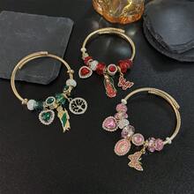 1 chiếc vòng tay thời trang có thể điều chỉnh hình Đức mẹ đồng trinh và bướm bằng vàng, thích hợp để đeo hàng ngày - vòng tay tròn - Xem 9