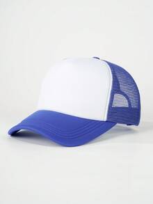 1pc Solid Color Mesh Cap, Unisex Kids Y2K Style Breathable Sun Ion Fashion Versatile Adjustable Casual Outdoor Wear - Colorblock Mesh Hat - View 2