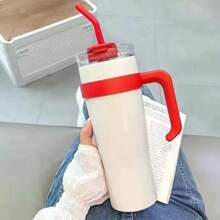 Copo Térmico inox 1200ml 1,2 Litros Com Alça E Canudo Copo Inoxidável Ótima Qualidade Para Gelar Sua Bebida O Copo Do Momento