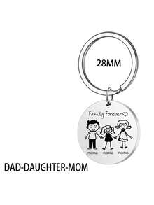 1个个性化家庭成员姓名钥匙扣吊坠，不锈钢圆形钥匙链，包包装饰，节日纪念日小礼物，家庭成员姓名标签，色彩缤纷，可爱，迷人，趣味十足，卡哇伊，千禧年风格，时尚，可定制，送给他的理想礼物，送给她的理想礼物，男友，女友，家人，朋友，色彩缤纷，可爱，迷人，趣味十足，卡哇伊，千禧年风格，时尚，可定制，送给他的理想礼物，送给她的理想礼物，男友，女友，家人，朋友，精致浪漫，冬日优雅 - 彩色 - 查看 8