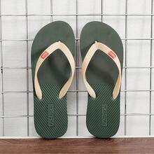 Chanclas para hombre de goma con suela gruesa para uso en exteriores, antideslizantes, antiolor y con diseño en forma de "V", ideales para la playa - Verde - Ver 2