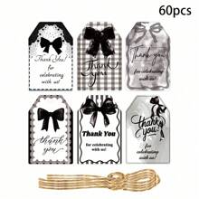 60PCS Paper Party Bow Tag Bow Gift Tag Party Favor Tag Gift Wrapping Label Event Decorations For Party Hosts Craft Enthusiasts.