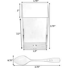 10/20Pcs 3Oz Mini Dessert Cups With Spoons, Clear Slanted Square Dessert Tumbler Thick Plastic Shot Glasses, Appetizer Parfait Cups Small Serving Bowls For Ice Cream, Puddings, Tasting Party
