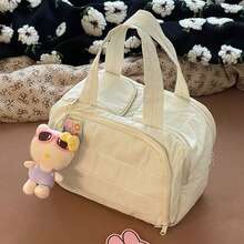 Large Capacity Waterproof Toiletry Bag,Travel Lightweight Large Wide-Open Travel Bag For Women, Puffy Cosmetic Makeup Bag Organizer With Handle For Accessories,Essentials, Toiletries - 米色 - 查看 3