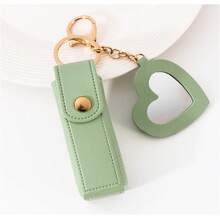 Lennik Llavero de cuero de PU con espejo con forma de corazón y nombre personalizado, con número láser, accesorio para bolso, llavero de coche, regalo para festival, ropa, accesorios, Halloween, novio, novia, familia, amigos