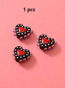 1/5 piezas Cuentas de vidrio pintadas a mano con corazones de puntos de múltiples colores de dopamina, aptas para hacer collares, pulseras, aretes, llaveros, encantos de teléfono, para amantes unisex