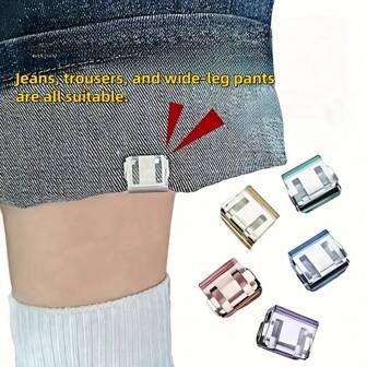 4pcs Pants Leg Shortening Invisible Fixed Clip, Pants Leg Prevention Dragging, No Sewing Hidden Buckle Leg Closure Device, Anti-Pants Leg Draging Hemming Buckle.