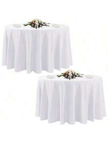 CozRhythm White Round Tablecloth 90/108/120 Inch Table Cloth Stain And Wrinkle Resistant Round Tablecloths Reusable And Washable Polyester Fabric Table Covers For Buffet Wedding Party And Banquet - White - View 11