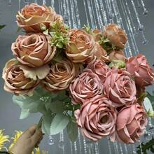 Elegant 9-Head Artificial Rose Bouquet - Realistic Silk Flowers, Perfect For Weddings, Home Decor & Special Occasions (Valentine's, Halloween, Christmas, Easter, Thanksgiving) - No Vase Included - For Flower Lovers & Home Decor Enthusiasts - Ideal Gift For Anniversaries, Birthdays & Housewarming