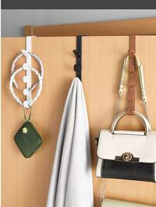 门上长型多钩架，纯色衣架收纳架，适用于宿舍收纳包包、衣服、帽子 - 彩色 - 查看 2