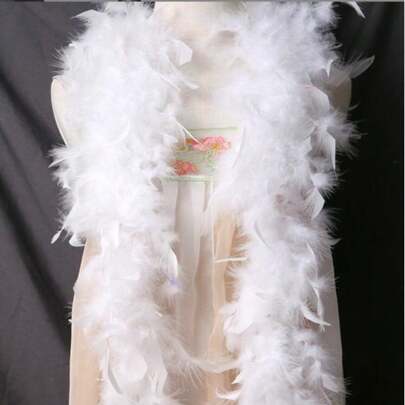 1pc 2 Yard Length, 40g Imitation Feather Boa, Performance Dance Costume Making Material, Feather Scarf Decor
