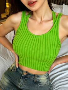 Playera de Punto, Tejido sin Mangas - Verde - Ver 2
