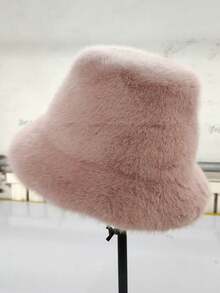 Outdoor Casual Series, Solid Color Bucket Hat, Faux Fur Hat, Outdoor Preferred Hat - Multicolor - View 9