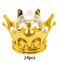 24 件金色皇冠糖果盒，可填充，圆形顶部派对礼物装饰糖果架，非常适合婚礼、生日、派对用品 - 彩色 - 查看 14