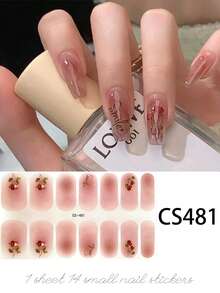 14 Pcs Nail Stickers, Glitter Design Butterfly Flower Heart, Full Wrap Nail Art Stickers, Colorful Nail Polish Nail Stickers, Salon Nail Art Nail Art Set For Women - Follow Your Heart - View 14