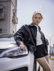 Ladies' Spring And Autumn Casual, Versatile, Simple Regular Coat With Pockets, Solid Color Jacket - Black - View 6