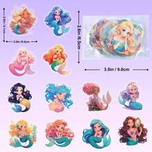 50 张透明贴纸美人鱼贴纸清晰贴纸美人鱼派对礼物美人鱼派对装饰美观贴纸 PET 防水贴纸适用于水瓶、电脑、笔记本电脑、手机、行李箱、笔记本、冰箱