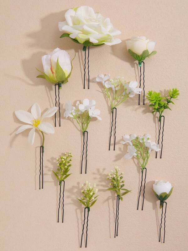 12 قطعة مجموعة كبك شعر أنيق بطراز بسيط مناسب لحفلات الزفاف في الحدائق والرحلات والمناسبات الأخرى