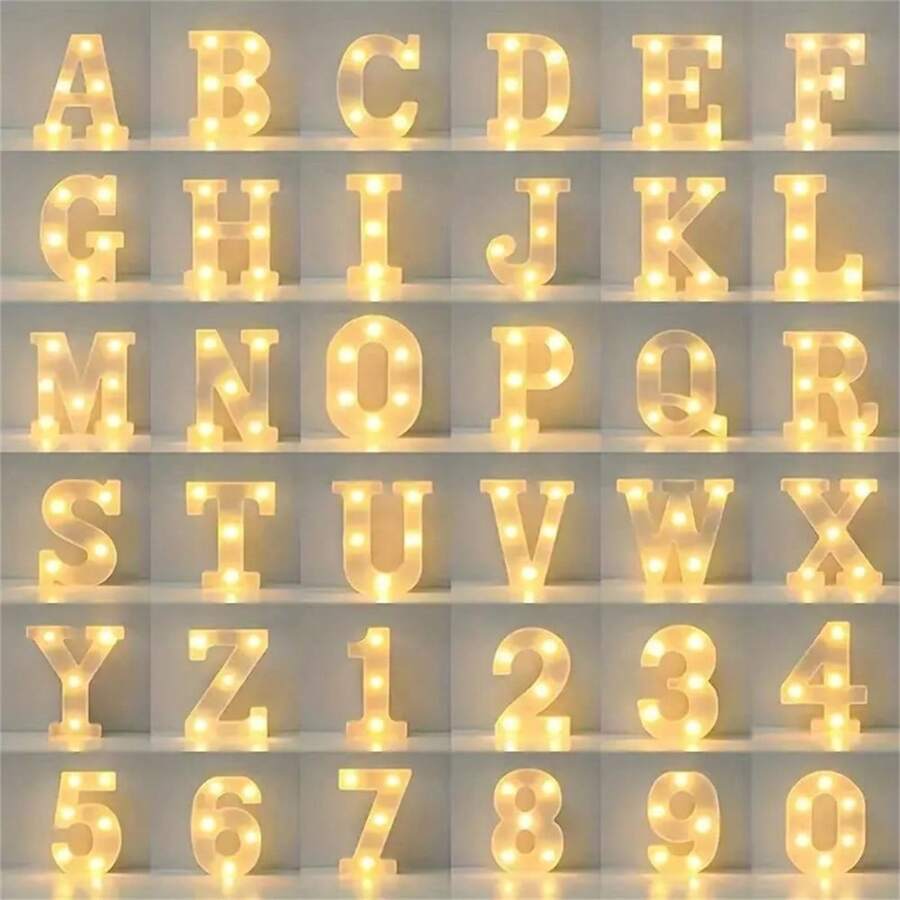 1件 16cm LED字母燈，發光字母與數字夜燈，適用於居家、酒吧、婚禮、生日派對裝飾