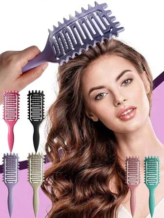 1/2 PCS New Curl Defining Vented HairBrush, Shaping & Defining Curls For Women, Curly Hair Styling Brush For Combing And Shaping, Scalp Meridian Massage Comb, Hollowed Out Teeth, Soft Teeth, Reduces Pulling And Curl Separation, Defines Curls