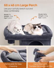 Feandrea Cat Tree, 101 Cm Cat Tower, XL, Cat Condo For Extra Large Cats Up To 20 Kg, Large Cat Perch, 2 Cat Caves, Scratching Post, Smoky Grey - 深灰色 - 查看 2