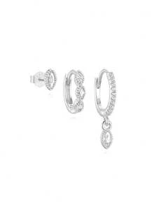 EleRunis 3PCS 925 Sterling Silver Classic Cubic Zirconia Huggie Hoop Earrings Set 18K Gold Plated Cartilage Piercing Earrings Ear Cuff Tiny Studs Fine Jewelry For Women Daily Wear Wedding Valentine's Day (Only 3Singles)