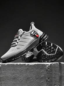 Men's Plus Size Casual Breathable Sports Running Shoes, Outdoor Fashion Solid Color Light-Weight Training Sneakers