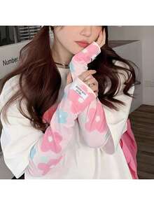 1 Pair Of Summer Cute Flower Ladies Ice Sleeves New Sunscreen Anti-Ultraviolet Arm Guards Female Ice Silk Sleeves - Ladies Floral Sleeves - View 11