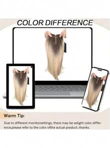 Elegant 22-Inch Blonde Deep Roots Synthetic Wig Top For Women - Straight Hair, Natural Look, Easy Maintenance, Suitable For All