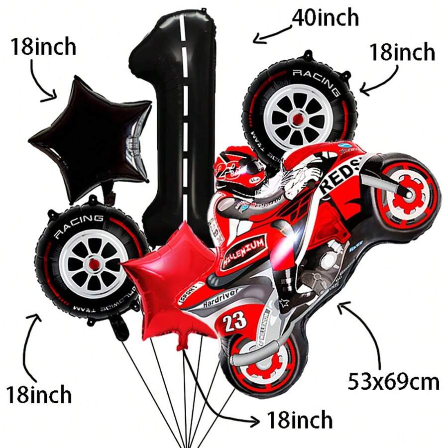 Jeu de ballons numérotés de 1 à 9 pour voitures de course, ballons en aluminium pour motos pour anniversaire, décoration de fête de course de vélo tout-terrain