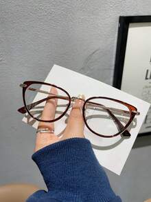 1pc Women's Cat Eye Transparent Brown Optical Glasses, Suitable For Daily Wear And Decoration - Mocha Brown - View 15