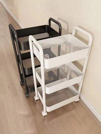 1-Piece Stylish And Thickened Carbon Steel Multi-Function Makeup Cart, No Need To Install Clothes And Snacks Mobile Storage Cart, Kitchen And Living Room Vertical Mobile Storage Rack, Bedroom And Bathroom Multi-Layer Storage Rack, Outdoor Decoration